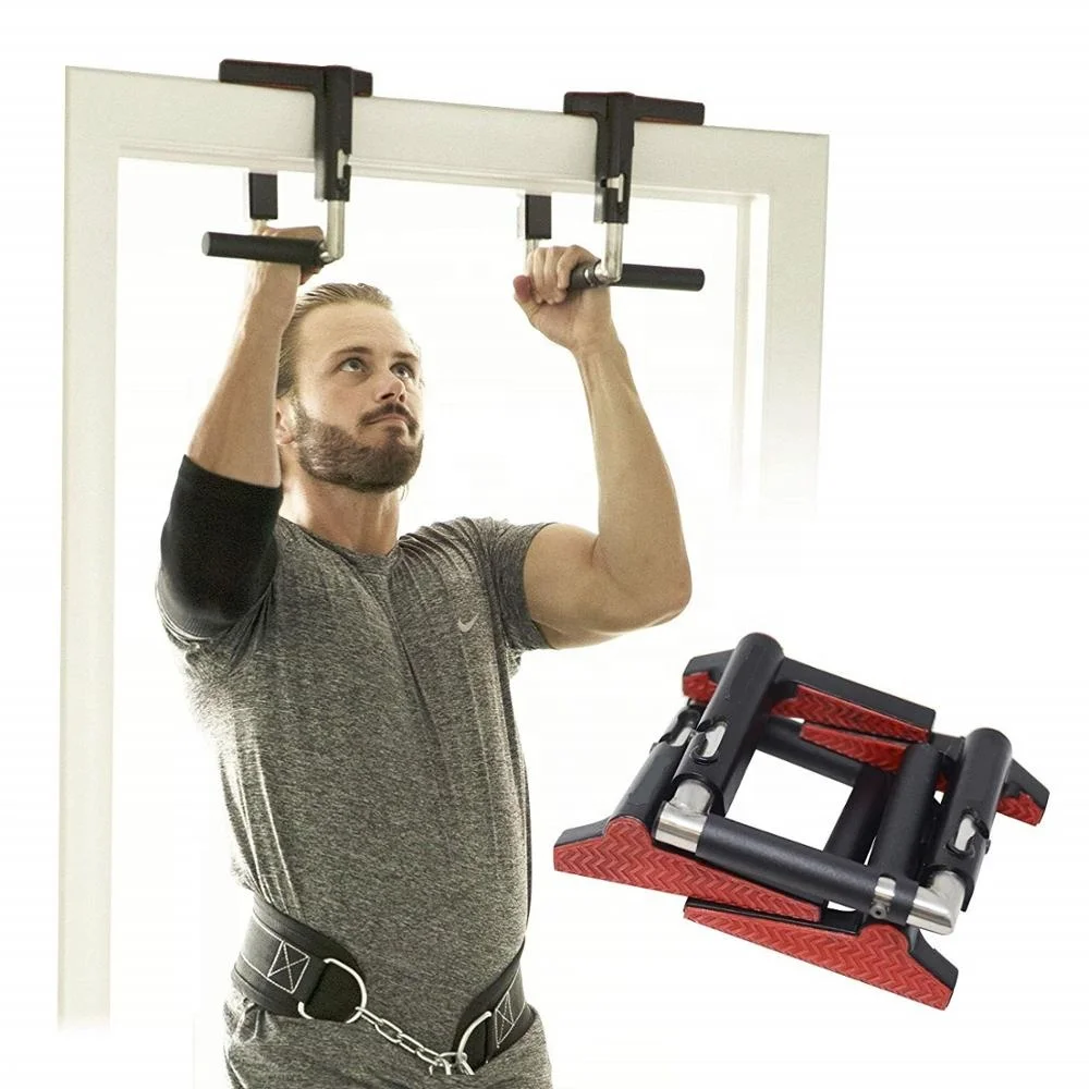 

Wellshow Sport Doorway Pull Up Bar Handles Doorframe Pull-up Bar Home and Travel Doorway Gym Chin Up Push Up Bar Stands Handles, Red,black,customize