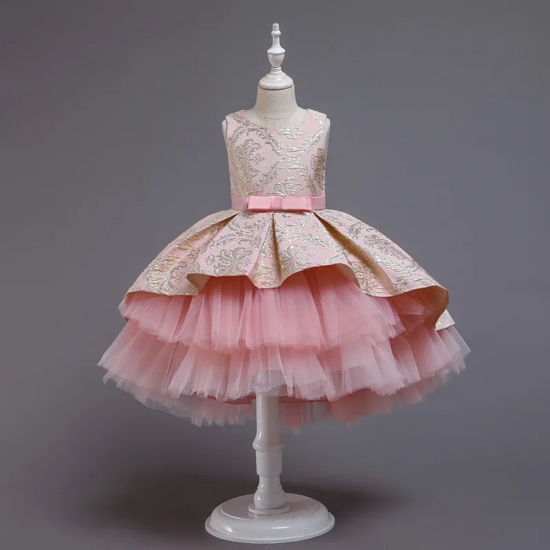 

New Fashion Kids Clothing Girl Dresses Layered Children Birthday Party Wedding Ball Gown TZ032, Pink,blue,grey