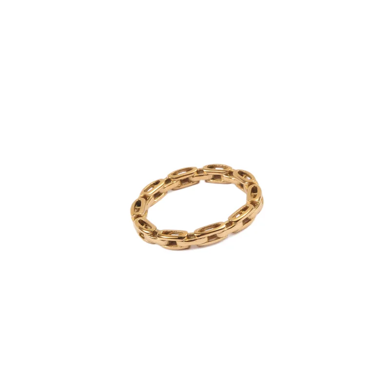 

Jewelry Wholesale 18K Gold Plated Hollow Chain Stainless Steel Rings for Women Dainty Rings, Picture