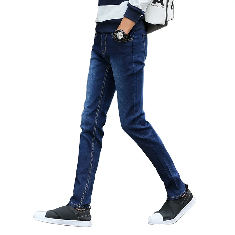 

2021 Spring New Product High Quality Cotton Fashion Slim Middle-Waisted Blue Denim Pants for Men