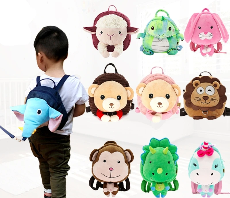 

Amazon's hot-selling kindergarten schoolbag traction rope baby products cute cartoon baby anti-lost plush backpack with bag