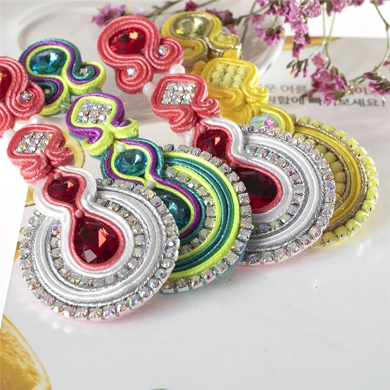 

KPACTA Fashion Drop Earrings Jewelry Female Soutache Handmade Weaving Ethnic Style Hanging Earring boucle d'oreille femme 2020, Multi