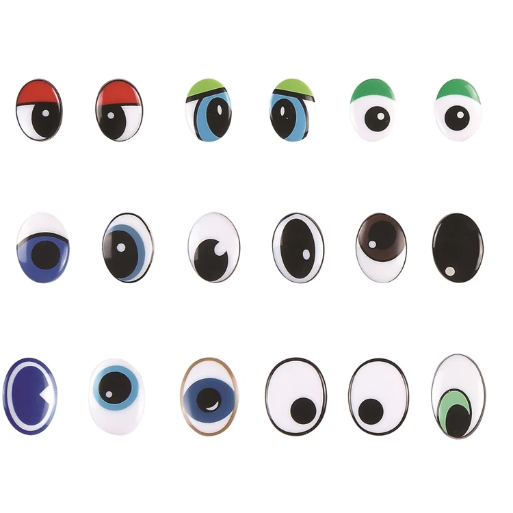 

Cute safety plastic printing colorful oval plan eyes for craft plush toy, Multi colors