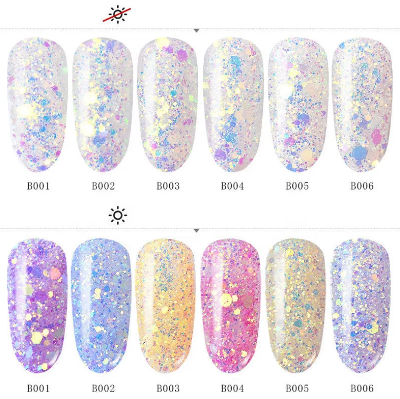 

nail art color-changing powder nail glitter sequins for nail art decoration, Colorful