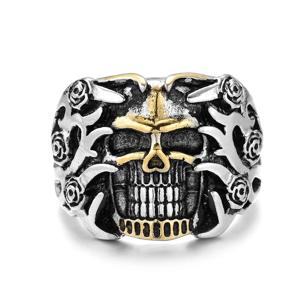 

High quality Gothic Punk style Mens Vintage Classic Ring Biker Native Skull Head Rings, Silver