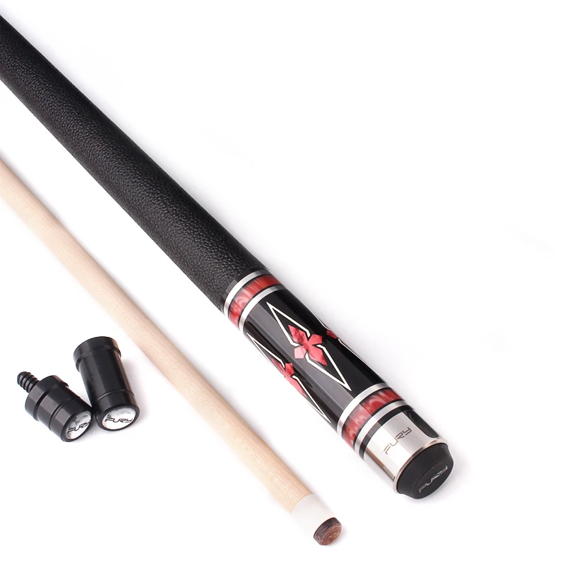 

58'' length Fury Billiard Cue with imported American maple shaft center joint colorful butt leather wrap stick billard pool cue