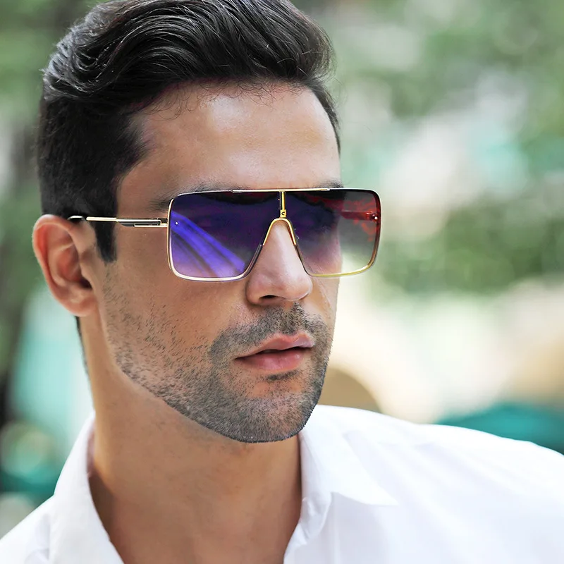 1272 Latest Luxury Big Large square Sunglasses Women Oversized Rimless Eyeglasses Men One Piece Lens Sun Glasses