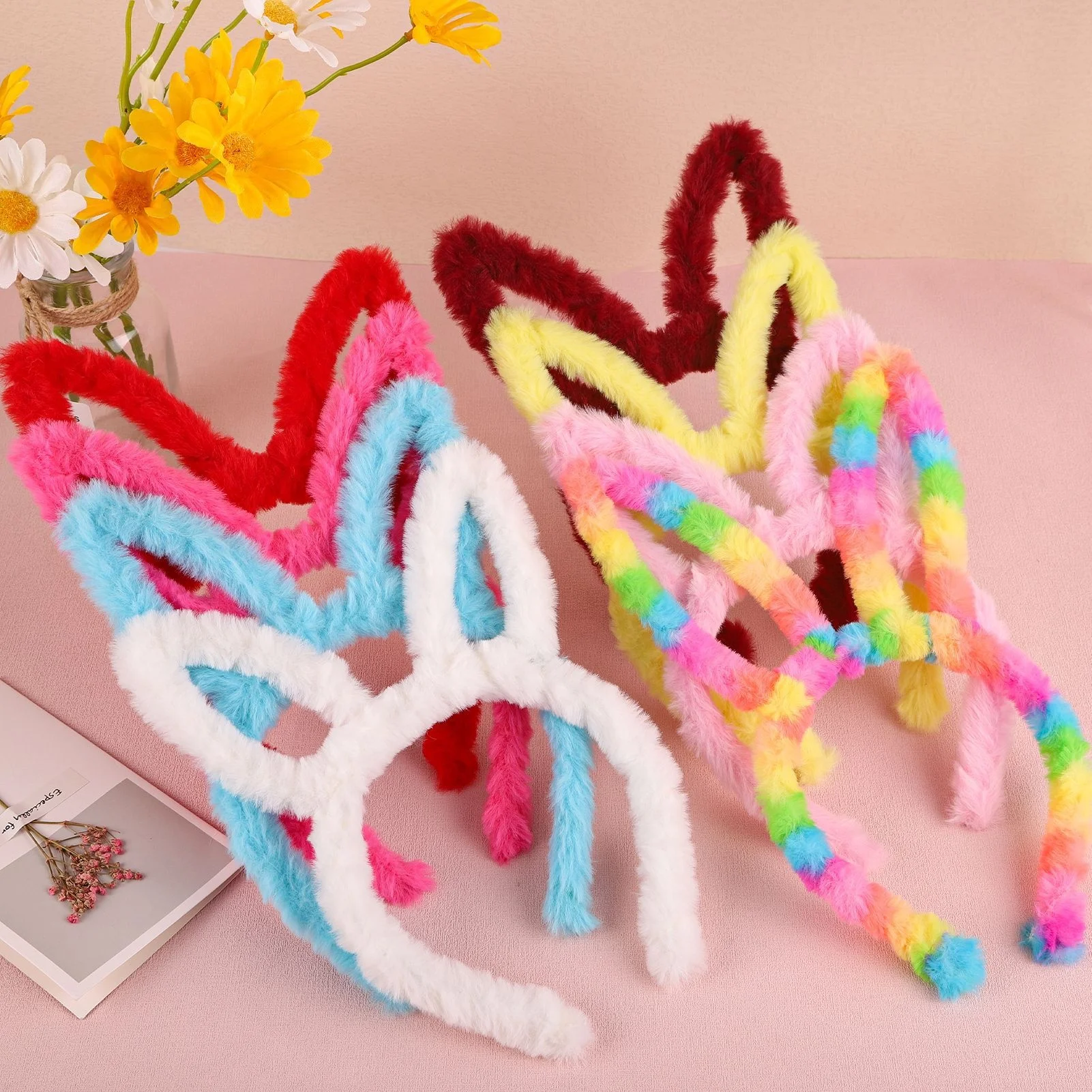 

Party Festival bunny ears kids hairband rabbit ears fluffy hairy hairband