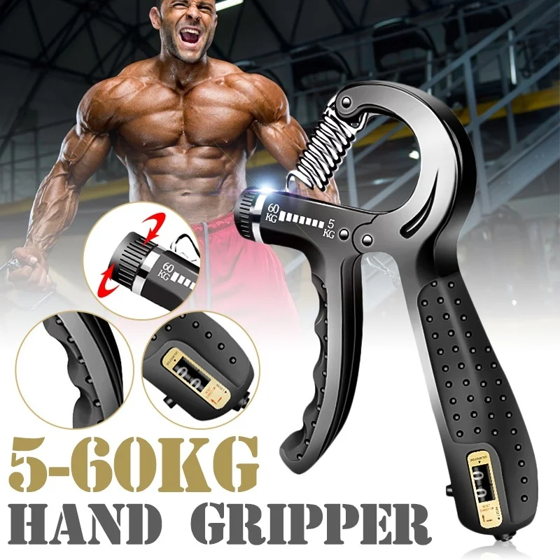 

5-60kg Adjustable Gym Fitness Grip Finger Exerciser Strength for Muscle Recovery Hand Gripper Trainer