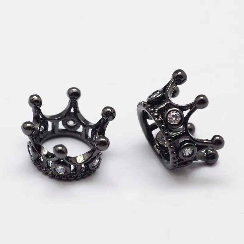 

Pandahall 13mm Crown Brass Gunmetal Cubic Zircon Large Hole Beads