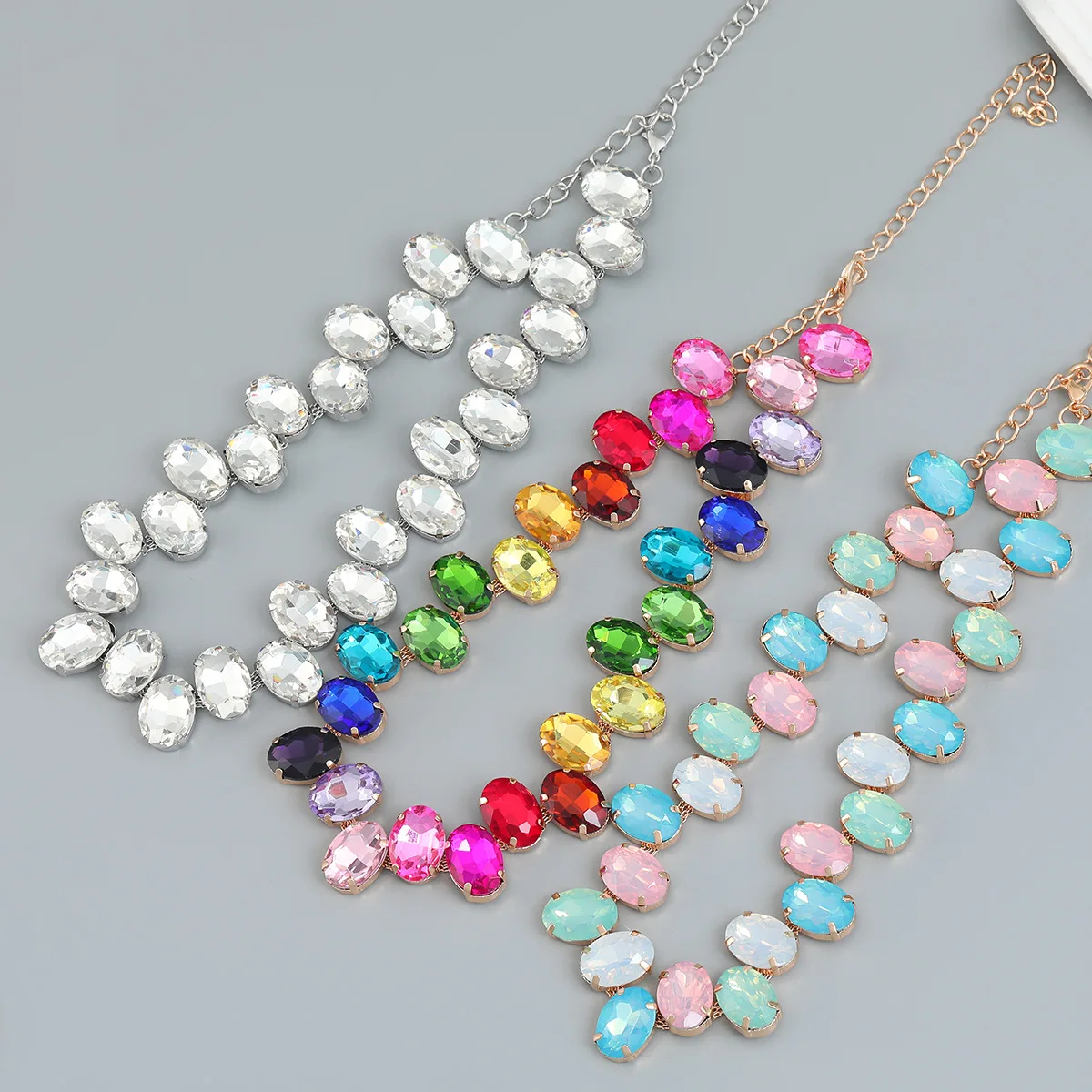 

JLN17536 Hot Selling Fashion Multi Crystal Necklaces Women Rhinestones Choker Necklace Jewelry