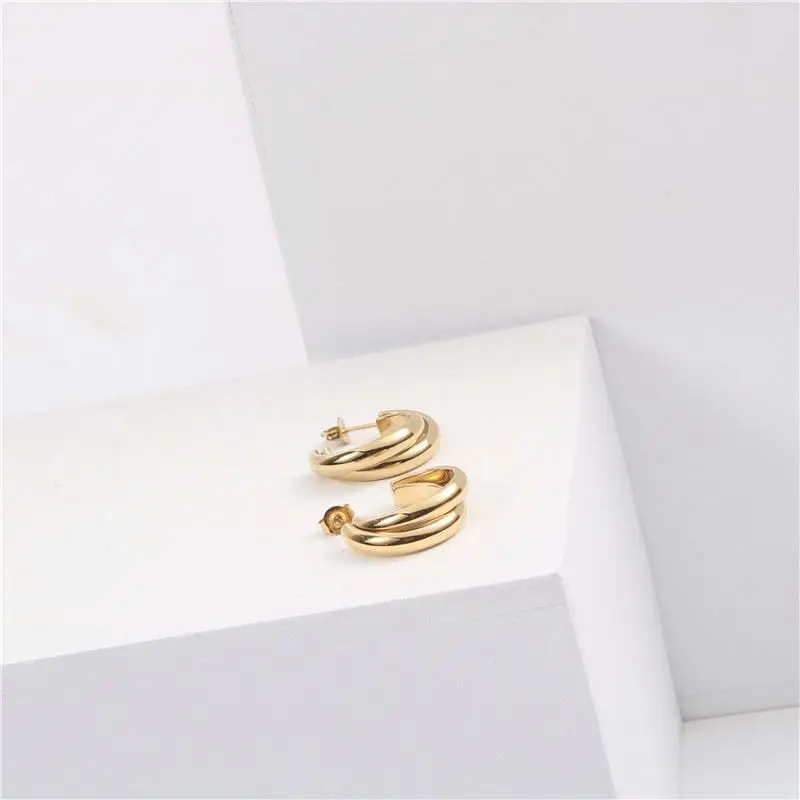 

2021 PVD Gold Plated Classic Hoop Earring Stainless Steel Earring Trendy Jewelry