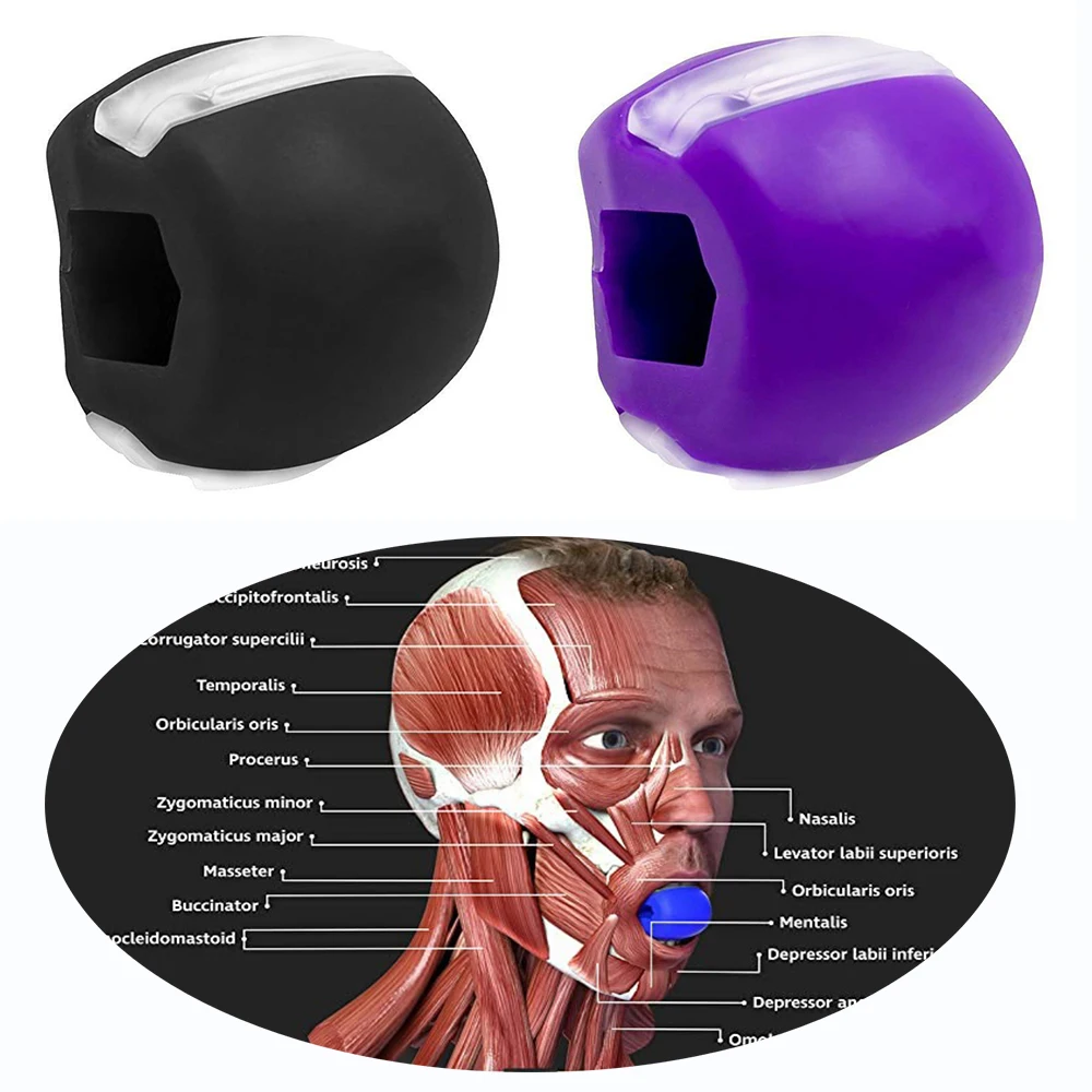 

face chewing and neck toning me device toner facial fitness jawzrsize jaw line mouth trainer ball exercise jawline jaw exerciser, Black, purple, blue