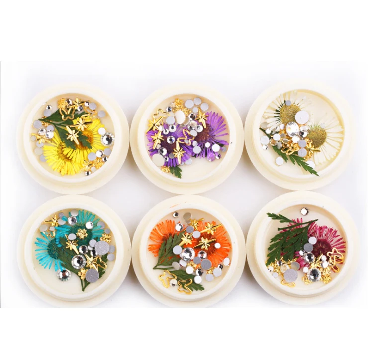 

2019 dried flowers nail art real dried dry flowers 3d nail art decoration design