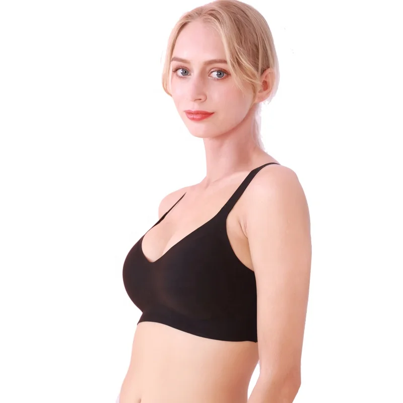 

Girls Adjustable Strap Bralette Removable Pad Underwear Comfort Wire Free Seamless Bra, Black nude blue