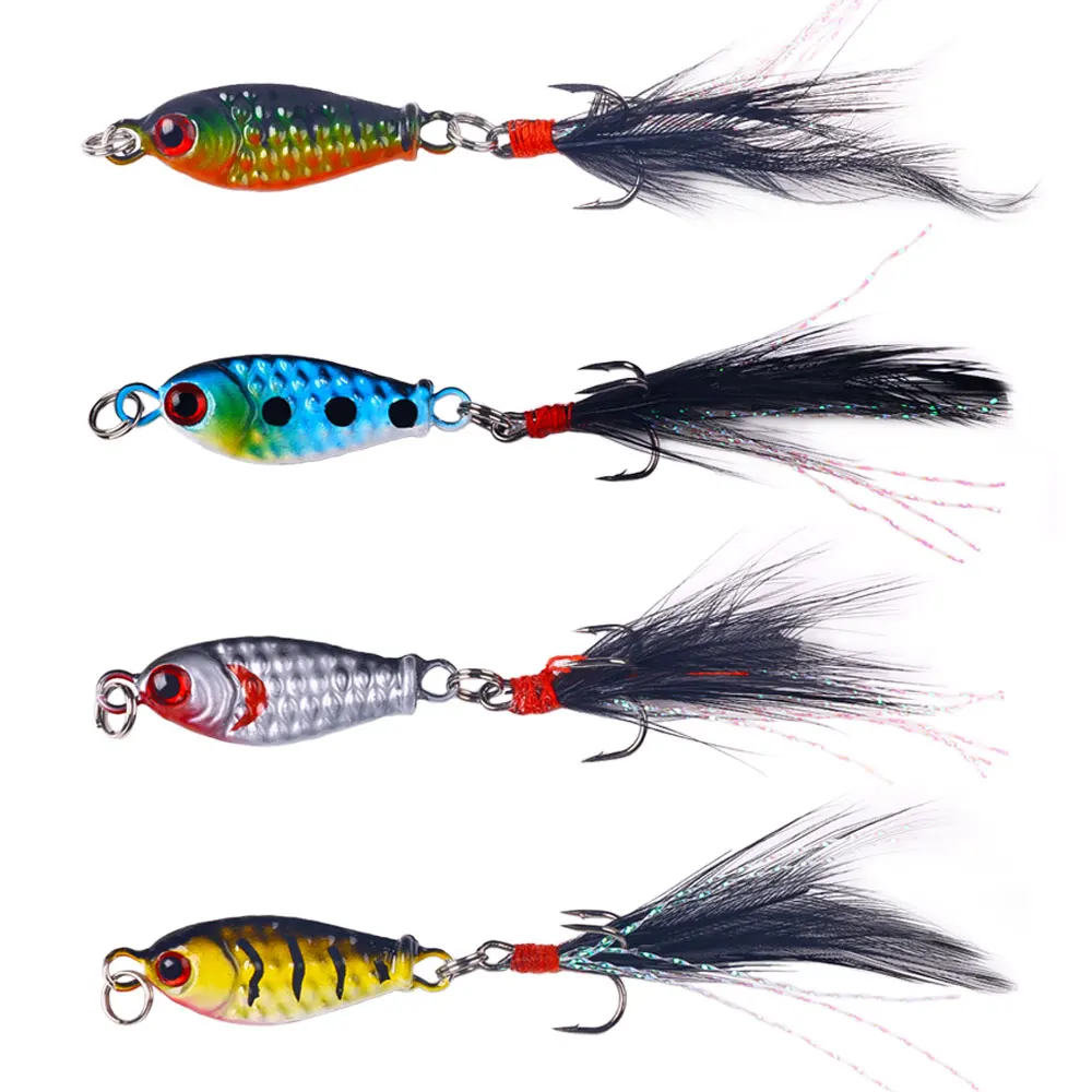 4.9Cm-5.2G Fishing Metal Jig Lure Wholesale Cheap Hard Jigbait Fishing Metal Jigging Lure With Feather Hook