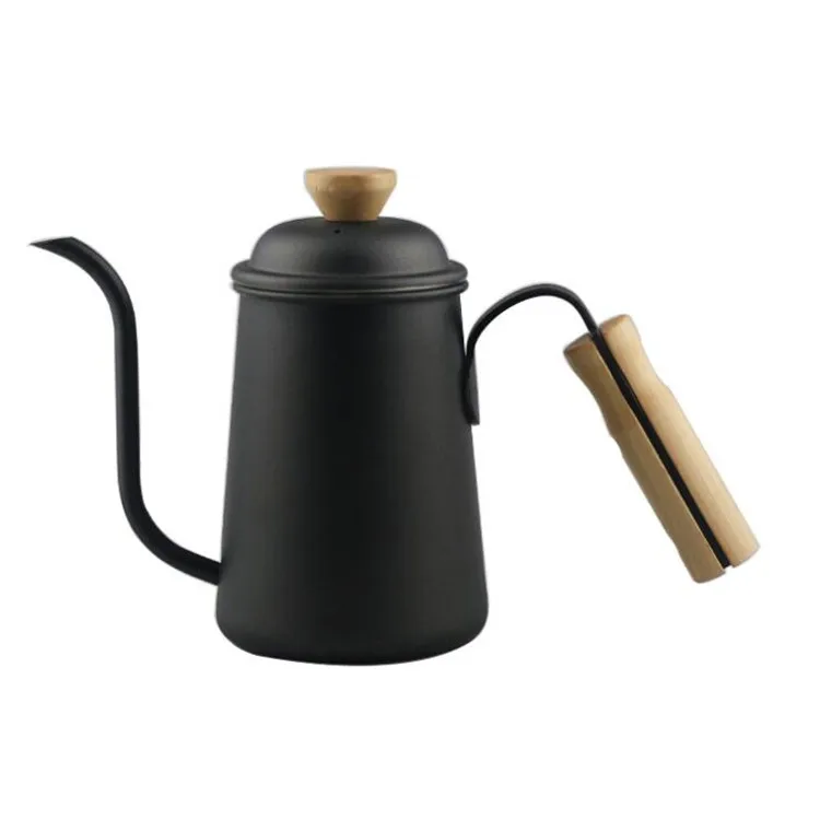 

Gooseneck Kettle 650ml Small Pour Over Coffee Kettle Long Narrow Spout Stainless Steel Coffee Pot with bamboo hand, Silver