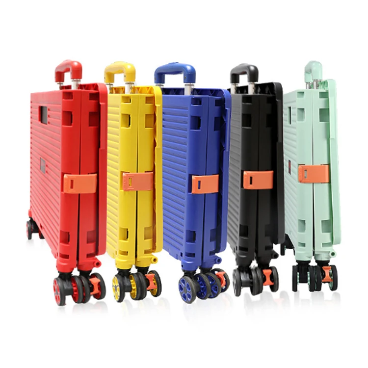 

55L family shopping trolley foldable multi-functation 4 wheels polycarbonate plastic shopping cart