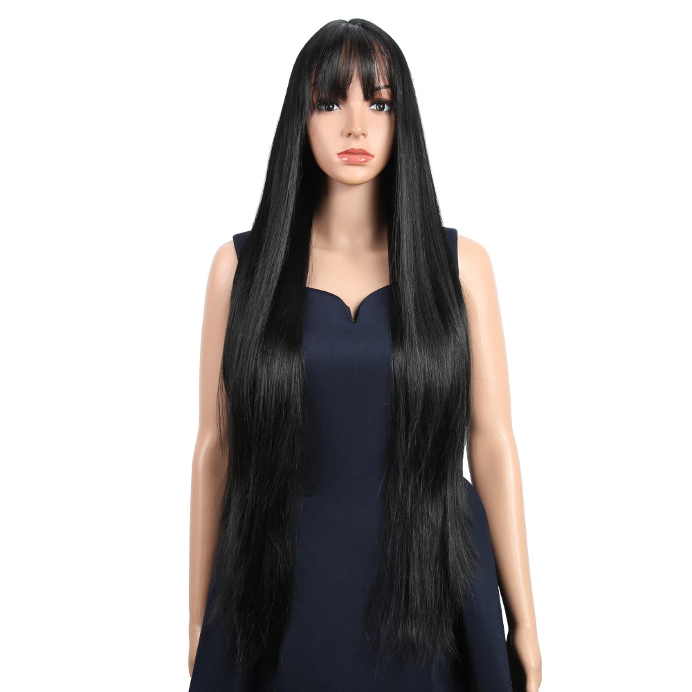 

Factory wholesale cheap lace blonde natural mix fashion cheap straight heat resistant soft synthetic wig bangs for black women, Pic showed