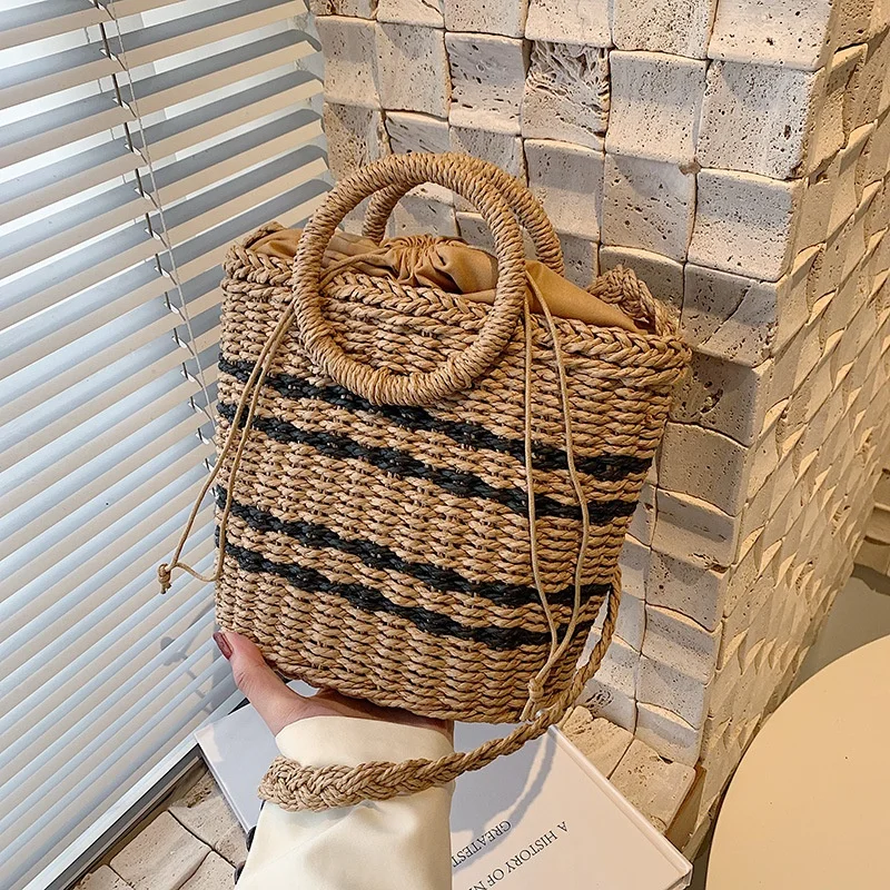 

2022 New Fashion Woven Summer Handbag Drop shipping Beach Small Jelly Purse Bag Women natural Straw Basket Bags