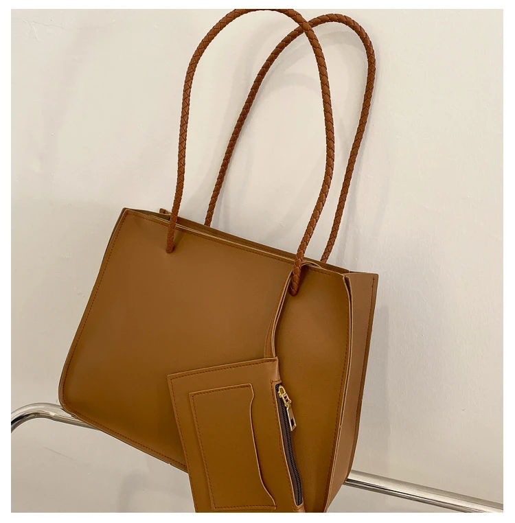 

LOVEVOOK Foldable Soft PU Leather Bag Set 2 pcs Wallet and Purse Clutch Minimalist Women Shoulder Bag Large Capacity Totes Bags, Customizable