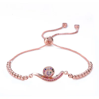 

2020 New Arrival Adjustable Colorful CZ Snails Bracelets Crystal Snail Beads Chain Bracelets for Gifts