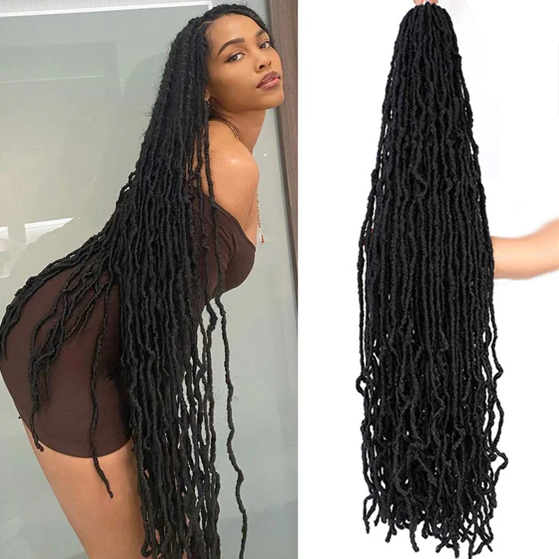 

Soft Dread Nu Loc44in Crochet Hair 21 strands Ombre Goddess Faux Loc Crochet Braids Synthetic Hair Crochet Hair extensions