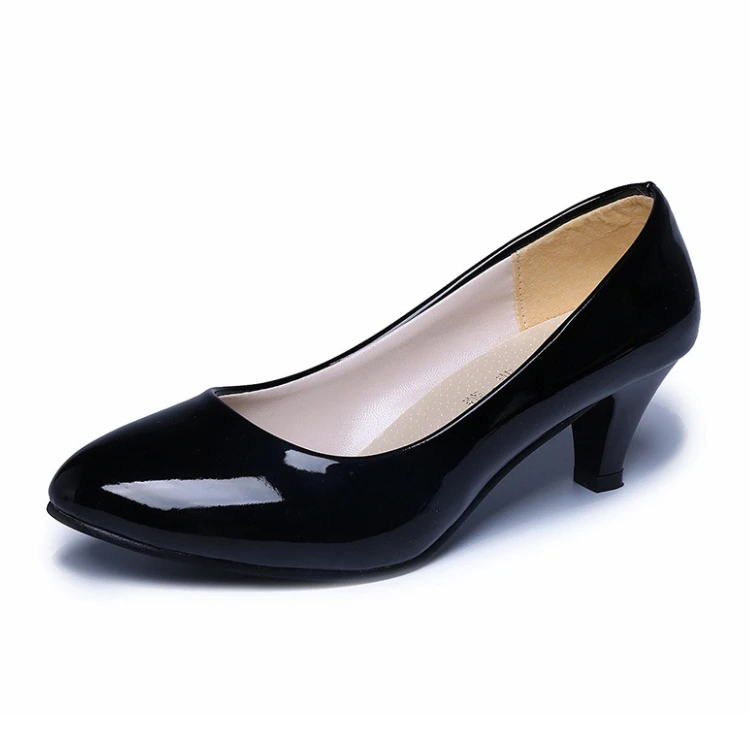 

Wholesale four seasons shallow mouth lady with pure color office lady pumps round-toe low heel shoes for women casual shoes