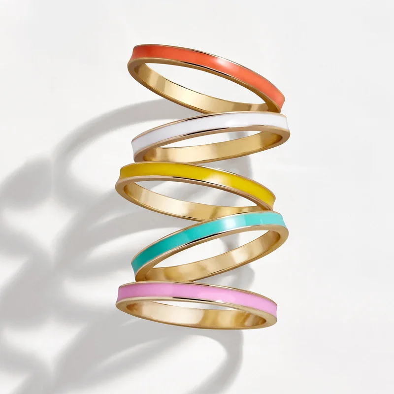 

2020 New Style Design Bright Colors Rings Jewelry Copper Alloy Gold Plating Finger Ring for Gift, Picture