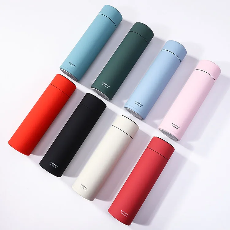 

2021 Custom Wholesale termos Water Bottle 500ml Stainless Steel Double Wall Vacuum Flask Smart Reminder Thermos with LCD Screen, Customized color