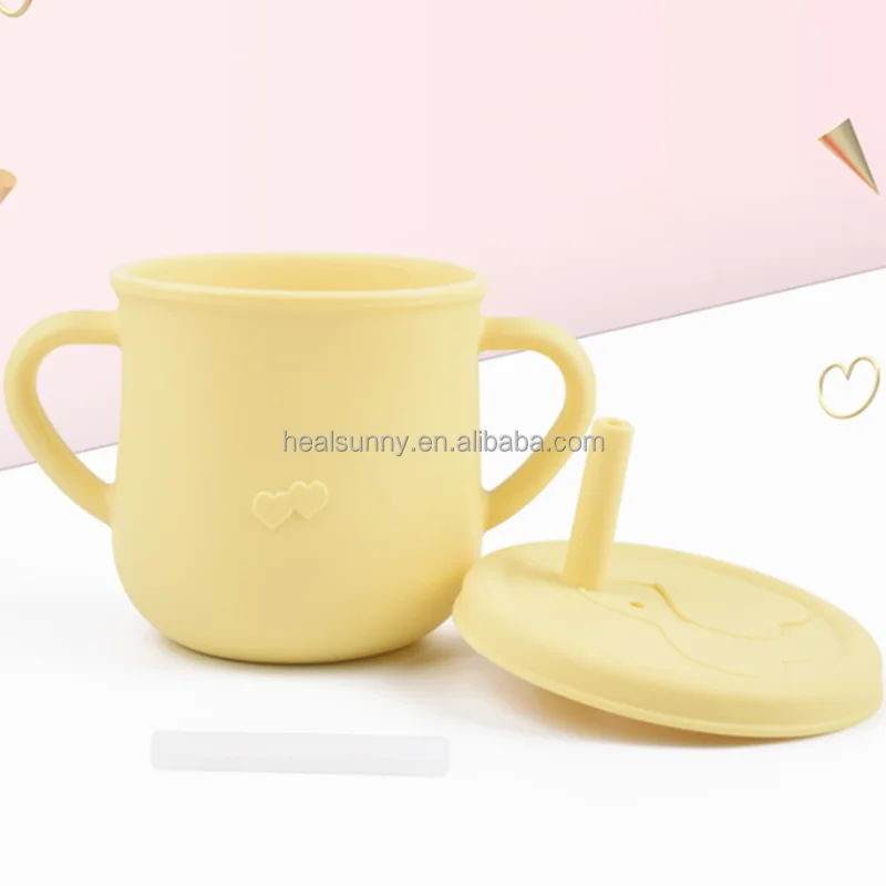 

Custom Reusable BPA Free Silicone Baby Toddler Straw Training Cups with Straws, 28 colors
