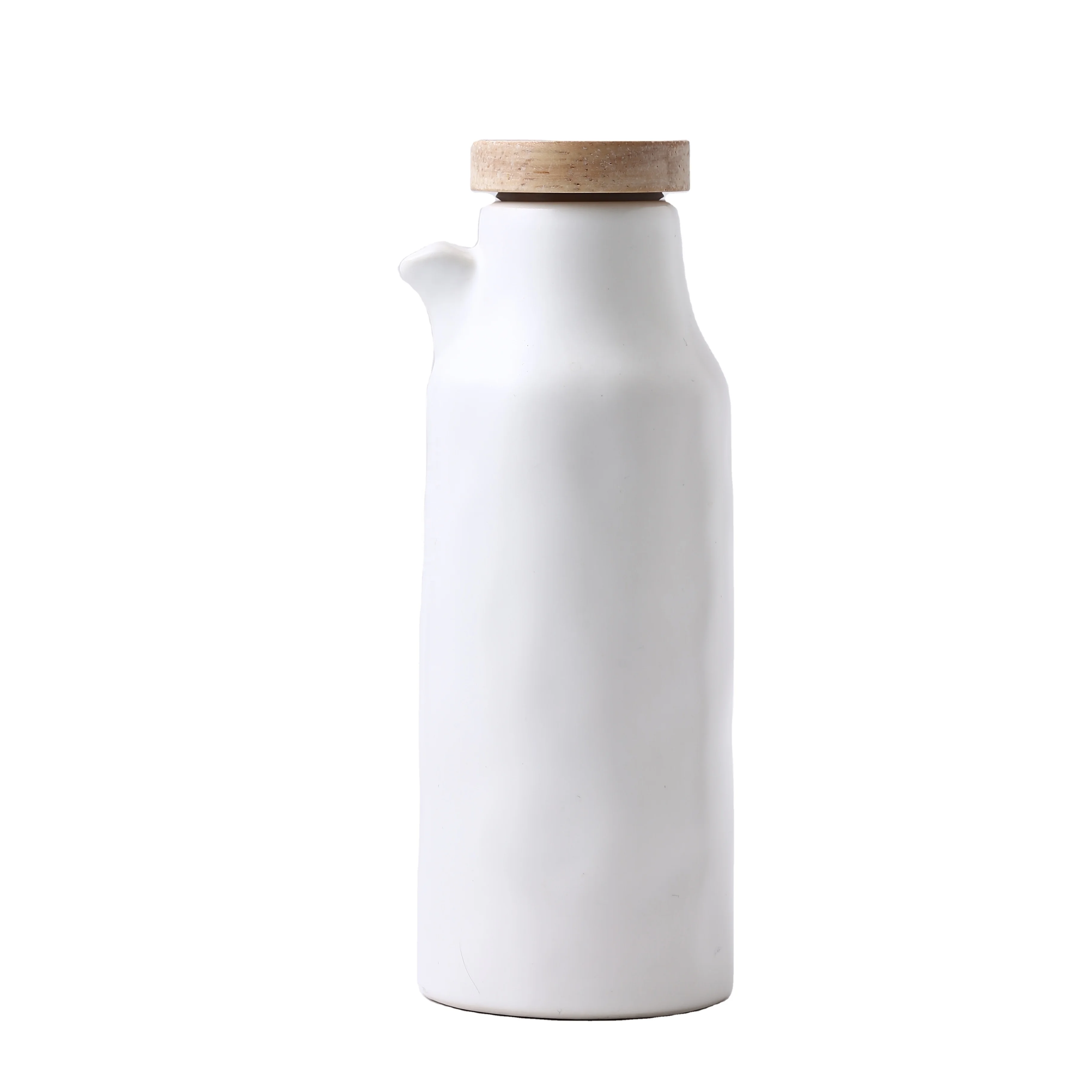 

Kitchen 400ml ware white glaze cooking ceramic vinegar olive oil bottle dispenser with wooden cork, White / black