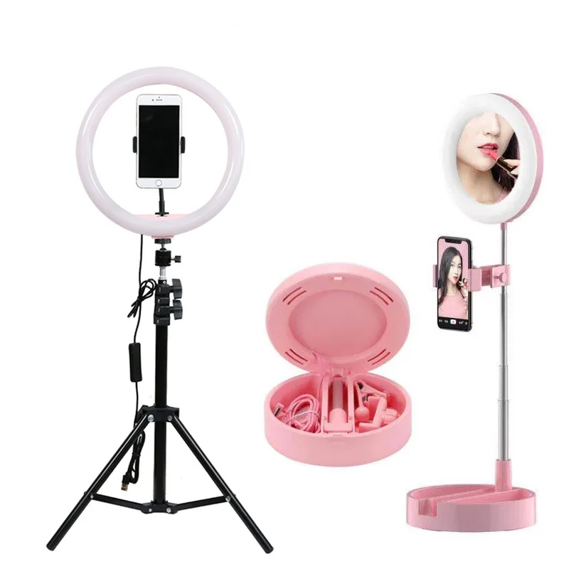 

Guangzhou 10 12 inch 28cm Adjustable Dimmable 3000K 6000K 6500K Photography mirror makeup selfie led ring light for Tik Tok, Black
