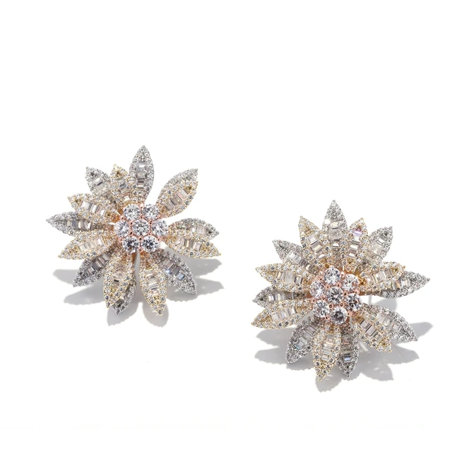 

Resin Retro Earring Crystal Mold Rose Knot With Flowers Women Studs Earrings, As photo