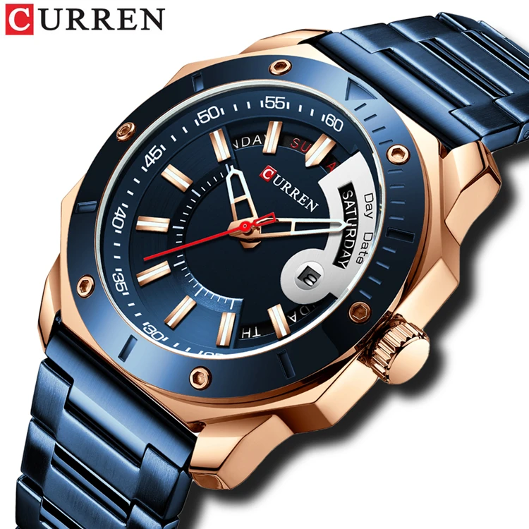

CURREN 8344 Watches for Men with Stainless Steel Top Brand Luxury Men watch Fashion Quartz Wristwatch Date and Week Clock Male