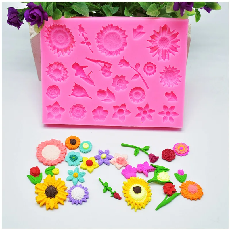

DIY Tools Baking Silicone Mold Square Flower Collection Silicone Mold Chocolate Cake Cookie Cutter Baking Pastry Accessories