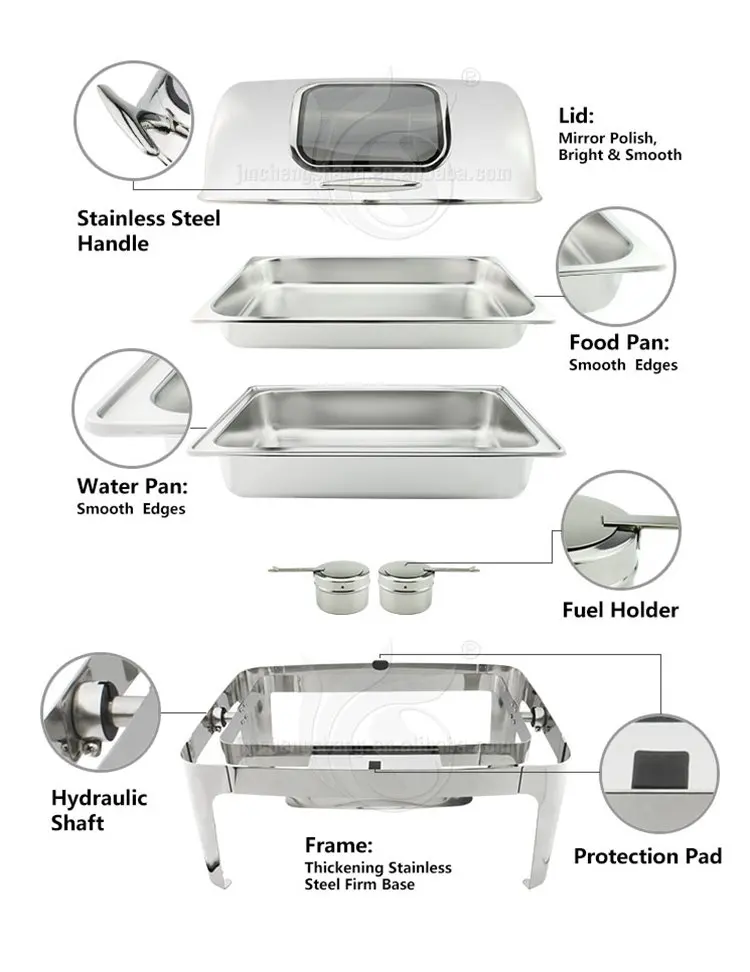 Luxury Chaffing Dishes Buffet Display Container Equipment Stainless Steel Chafing Dish For