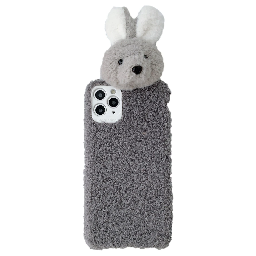 Cute 3d Bear Plush Mobile Accessories Phone Case For Apple Iphone 11 12