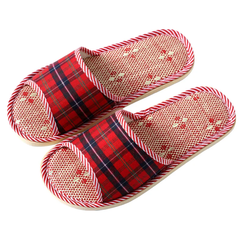 

All Season Open Toe Light Breathable Indoor Bedroom Slides Couple Cotton Linen Slippers Women Men Soft Soled Casual Sandals, Mixed print