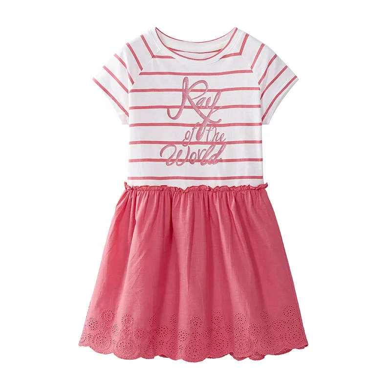 

Gabby Loop Kids High Quality Summer Round Neck Short Sleeve Girls Dress For Children Letter Print Kids Knitted Dress