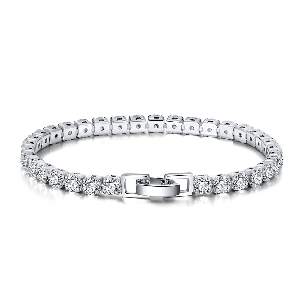 

New 2021 Fashion Cubic Zircon Bracelet Round cut Charm Jewelry Men/Ladies 925 Sterling Silver Tennis Bracelet