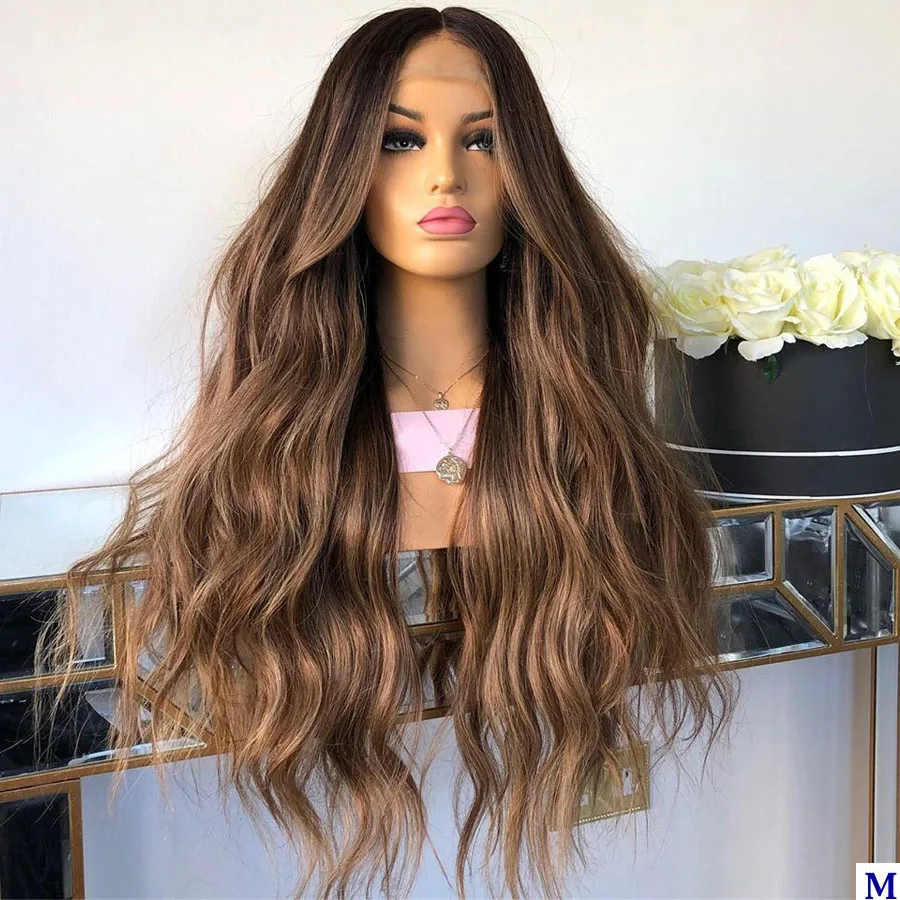 

Highlight Deep Part Lace Front Human Hair Wigs With Bab Natural Wave 180Density Blonde wvith Baby Hair Bleached Knots Full End, Natural color lace wig