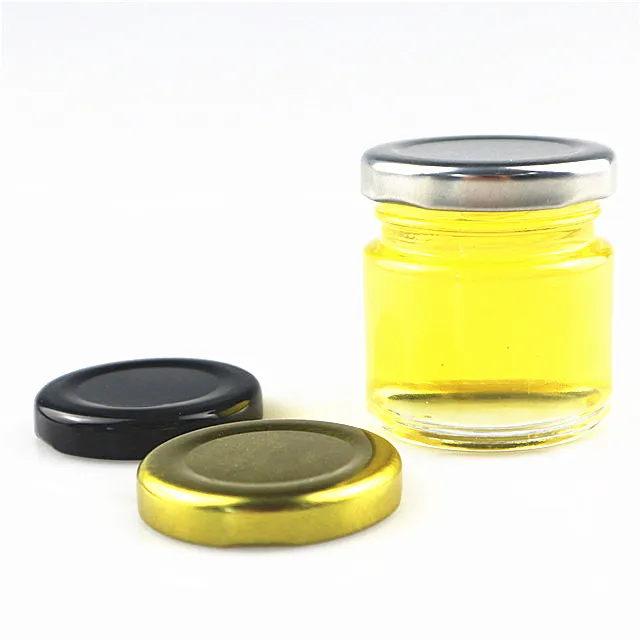 

Indonesia 30 ml round small glass jars for honey and food with twist off black metal lid