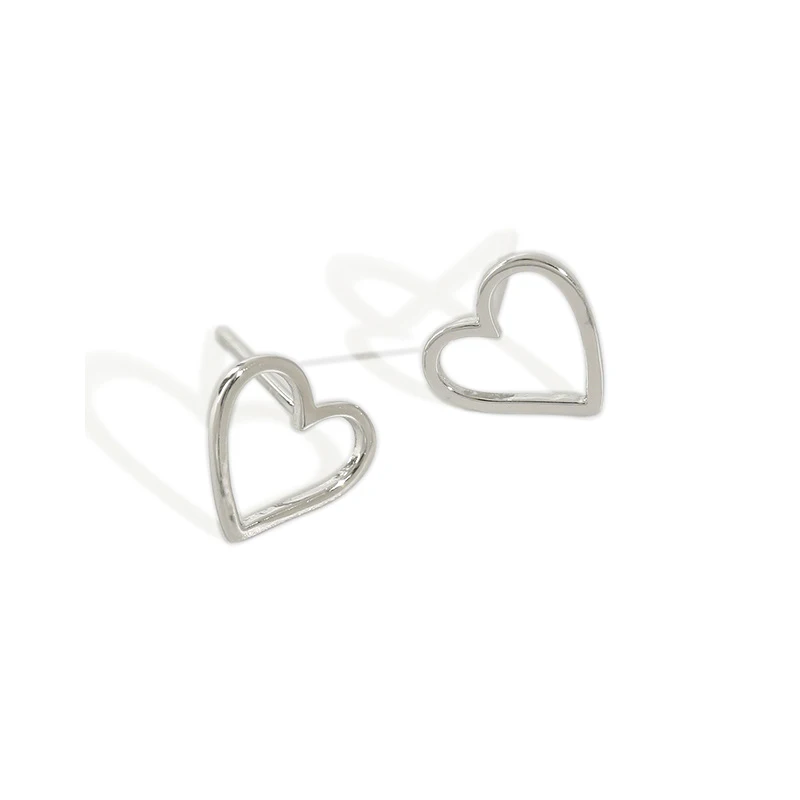 E8343 Fashion Heart Shaped Silver 925 Sterling Ladies Stud Earrings Hot Sale Products hollow Heart Silver Stud Earring