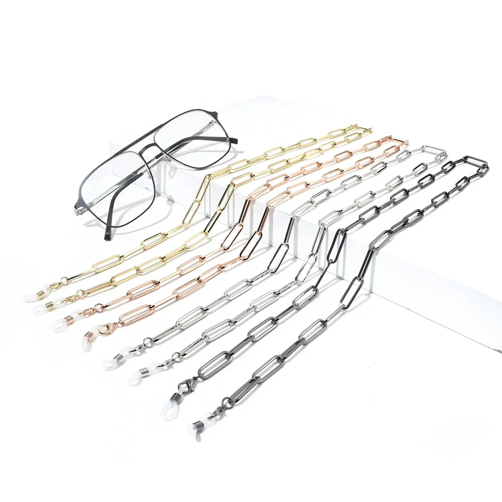 

High End Gold Silver Metal Rectangle Sunglasses Strap Eyeglass Holder Eye Glasses Chain