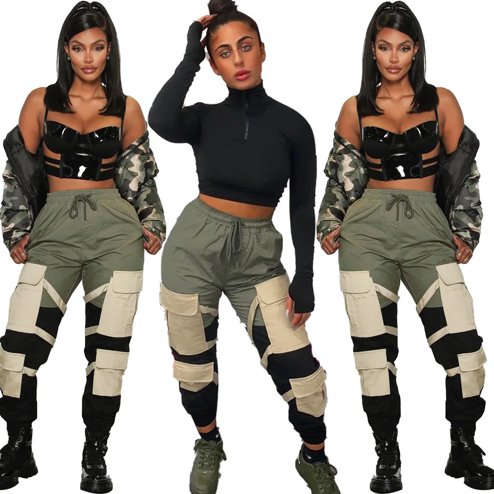 

2021 women clothes Hot Selling Casual Fashion Street Trousers Camouflage Printing Lady Pants Womens Cargo Pants, Picture color