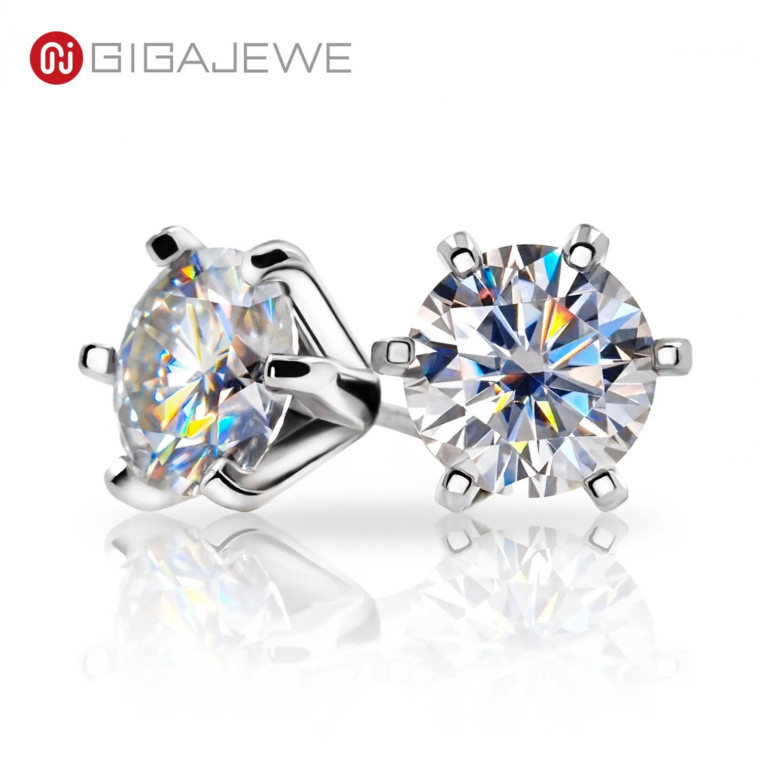 

GIGAJEWE pink white color Moissanite Wholesale 925 sliver plated 18K gold jewelry moissante stud earrings