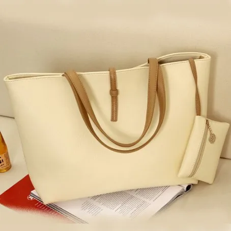 

2021 new women's fashion casual women's bag belt buckle shoulder bag PU big bag manufacturer 2 IN 1