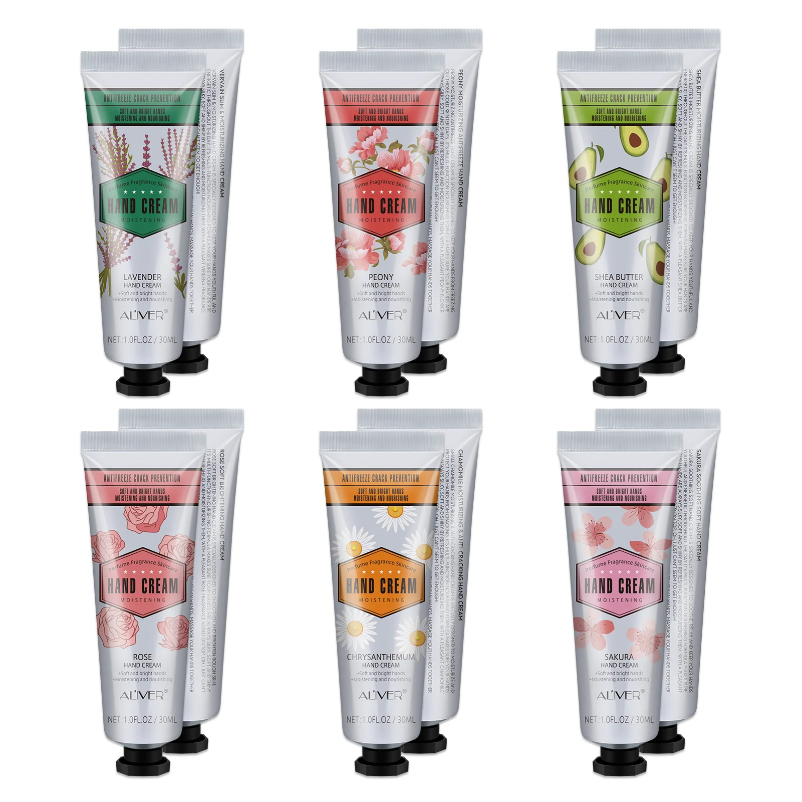 

ALIVER wholesale private label moisturizing Fragrance Hand Cream Set, 6 colors