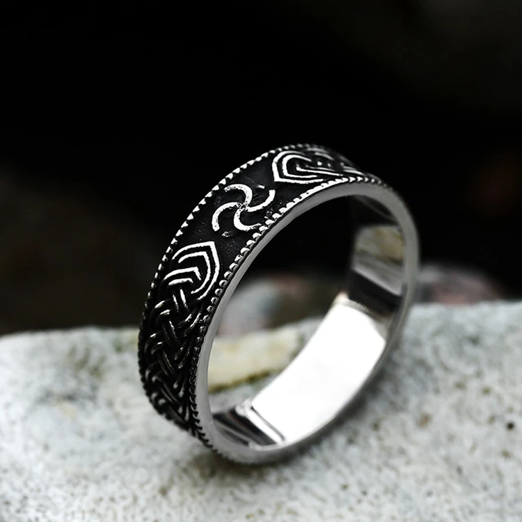 

SS8-791R steel soldier new type fashion jewelry stainless steel silver woven rune knit ring
